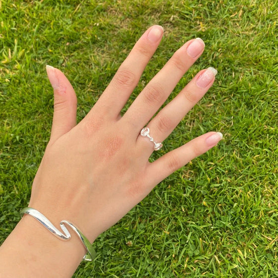 Sterling Silver Snaffle Ring with Crystal Stones