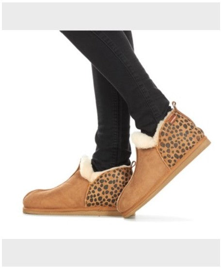 Annie Sheepskin Slippers with Leopard Print