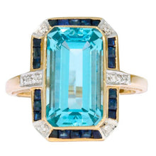  Blue Topaz, Sapphire & Diamond Art Deco Ring by Luke Stockly