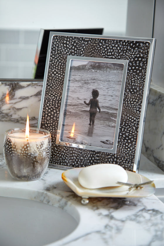 Guinea Fowl Feather & Glass Photo Frame