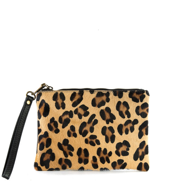 Leopard Print Cow Hair and Real Leather Clutch Bag Juice Collection