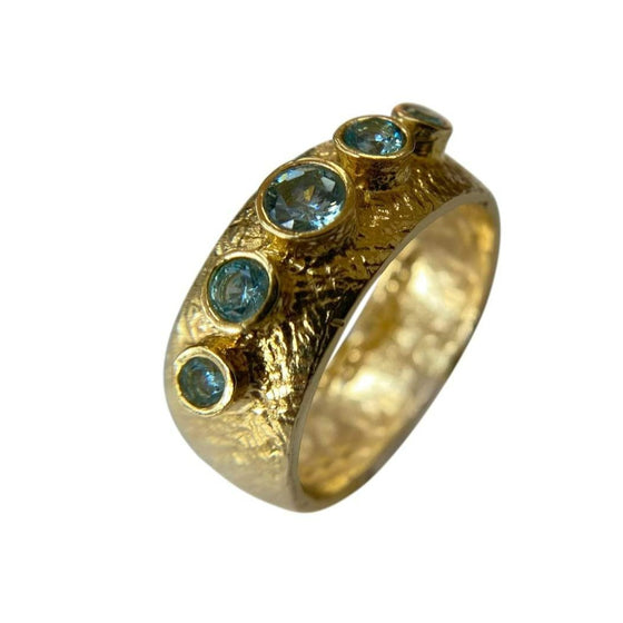 Blue Topaz 24ct Rolled Gold Ring