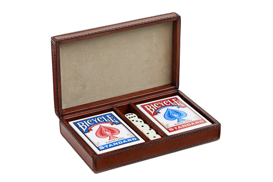 Leather Playing Cards & Dice Box
