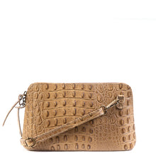  Taupe Croc Print Real Leather Cross Body Bag