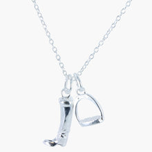  Silver Equestrian Boot & Stirrup Necklace