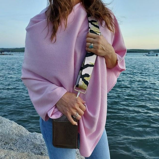 100% Pure Cashmere Poncho/Wrap - FRENCH PINK