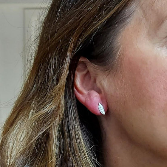 Sterling Silver Feather Stud Earrings