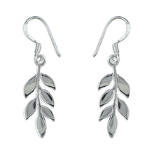  Sterling Silver Plain Leaf Drop Earrings