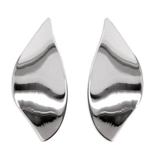  Sterling Silver Plain Leaf Stud Earrings