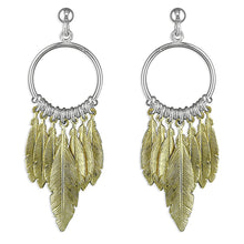  Sterling Silver & 18ct Gold Plated Feather  Drop Earrings
