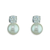 Classic Freshwater Pearl and cubic zirconia Stud Earrings