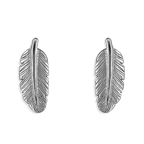 Sterling Silver Feather Stud Earrings