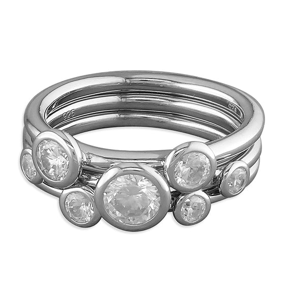 Sterling Silver & CZ Boodle Style Stacking Ring