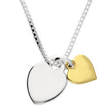  Sterling Silver & Gold Plated Small Double Heart Pendant