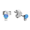 Opal and CZ, Silver stud Earring