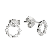  Sterling Silver Open Circle Crystal Earrings