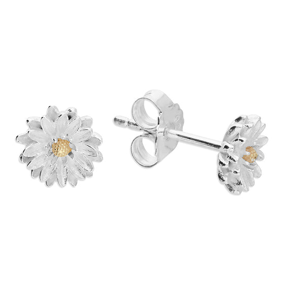 Sterling Silver with 18ct Gold-Plated Flower Stud Earrings