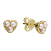 Gold Plated Heart & Freshwater Pearl Earrings