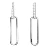 Sterling Silver Crystal Bar & Paperclip Link Earrings
