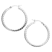  Sterling Silver Flat Chain Hinged Hoop Earrings