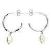 Sterling Silver Hoop & Freshwater Pearl Drop Earrings