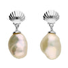 Freshwater Pearl & Sterling Silver Shell Drop Earrings