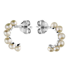  Sterling Silver freshwater pearl stud Hoop