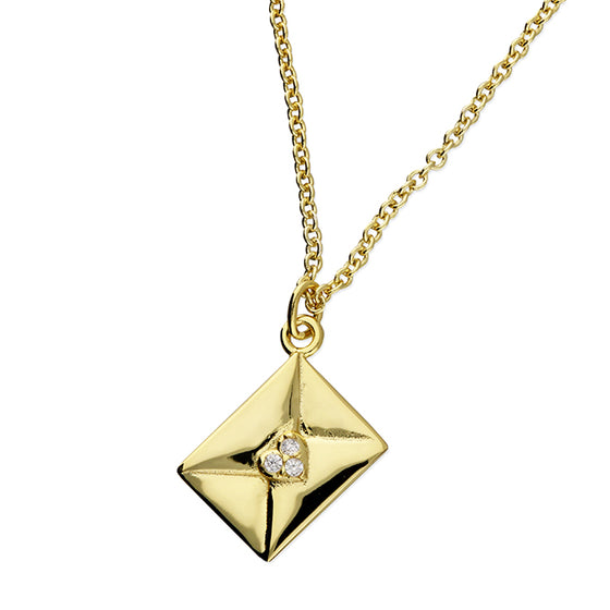 18ct Gold Plated Silver Heart Envelope Necklace