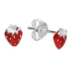 Small Enamelled Silver Strawberry Stud