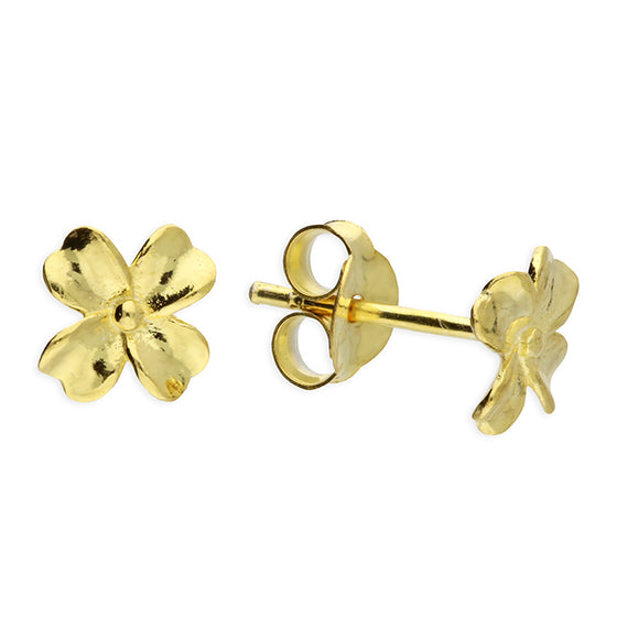 Gold Plated Clover Stud Earrings