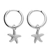 Silver Starfish charm on hinged huggie