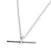 Sterling Silver Necklace plain T-bar On Chain