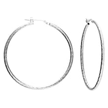  Sterling Silver Diamond Cut Twist Hoop Earrings