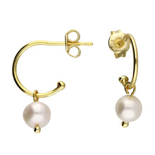  14ct Gold Plated Freshwater Pearl Hoop Earrings
