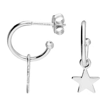  Sterling Silver Star Stud Hoop Earrings
