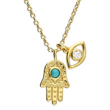  18ct Gold Plated Hamsa Hand Evil Eye Necklace