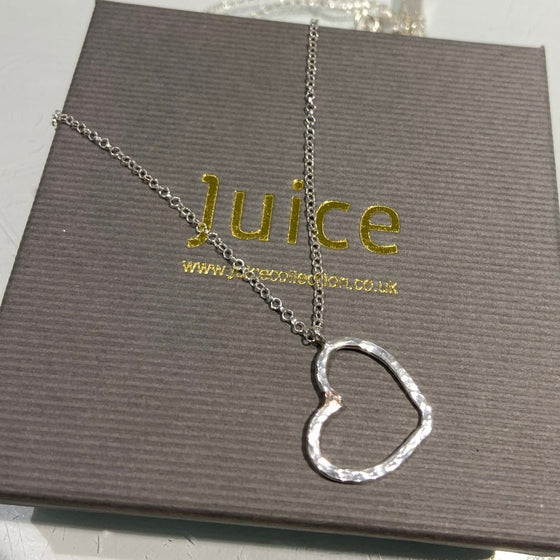 Sterling Silver Hammered Heart Pendant Necklace