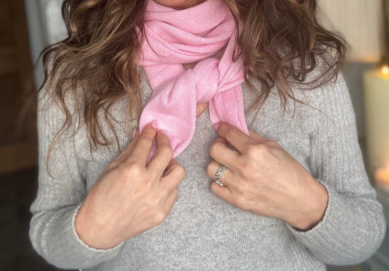 100% Pure Cashmere Long Scarf - French Pink