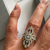 Sterling Silver Large cubic zirconia Art Deco Vintage Ring