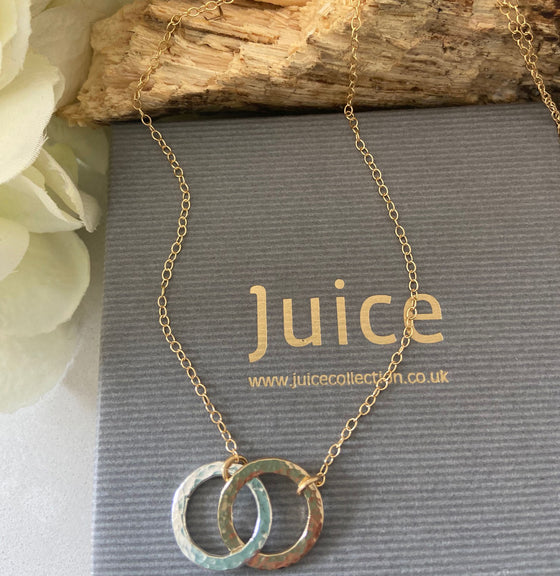 Sterling Silver & Gold Mix Double Circle of Life Pendant