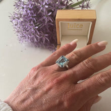  Blue Topaz, Sapphire & Diamond 9ct White Gold Ring