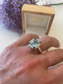  Blue Topaz, Sapphire & Diamond 9ct Yellow Gold Ring