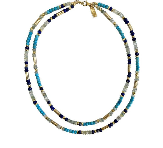 Meridian Gemstone & 24ct Gold Double Necklace