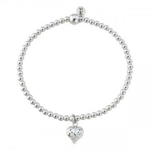  Sterling Silver Bracelet Diamond Cut Heart