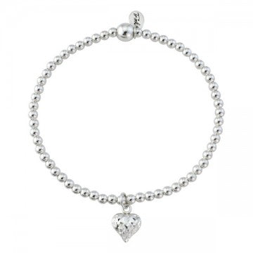 Sterling Silver Bracelet Diamond Cut Heart