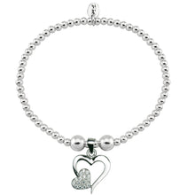  Double Heart Crystal Sterling Silver Bracelet