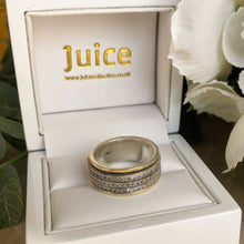  9ct Gold & Silver Spinning Ring Set With Cubic Zirconia