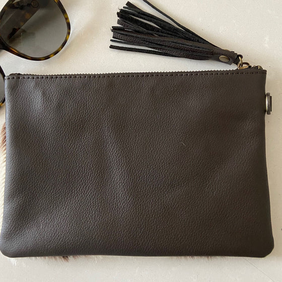 The Donnington Leather Cowhide Clutch - Chocolate