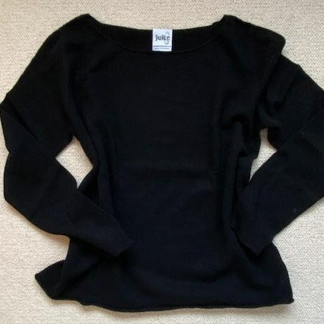 Pure Cashmere Boat Neck Sweater - BLACK