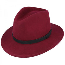  Wool Fedora Hat with Black Leather Band - Winter Berry